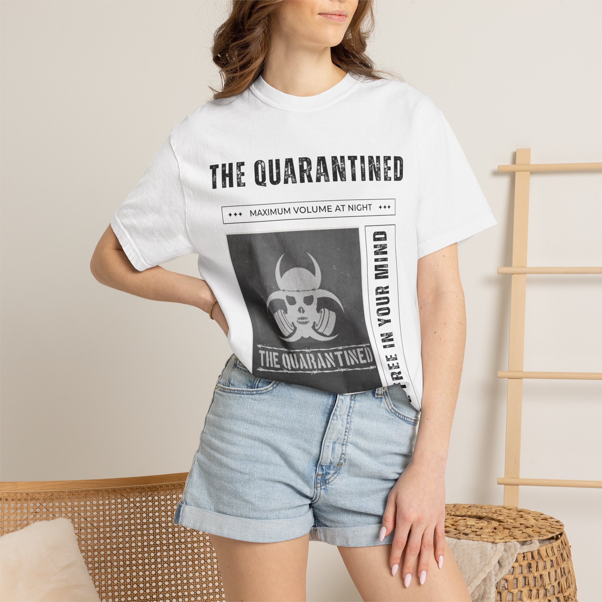 White Quarantined Graphic Tee — "Be Free In Your Mind"  T-Shirt